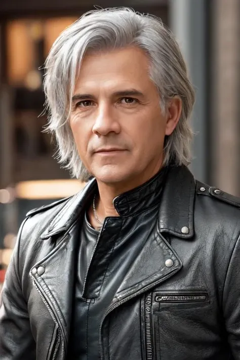 one old skinny man, <lora:Nicosirkis:0.8>, short grey hair, leather pants and leather jacket, concert, ultra-detailed human face, amazing fine detail, Canon 5DM4, film stock photograph, f1.6 lens, lifelike texture, lighting, dynamic composition, unreal engine, photorealist, real life