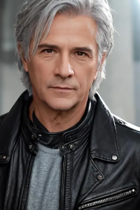 one old skinny man, <lora:Nicosirkis:0.8>, short grey hair, leather pants and leather jacket, concert, ultra-detailed human face, amazing fine detail, Canon 5DM4, film stock photograph, f1.6 lens, lifelike texture, lighting, dynamic composition, unreal engine, photorealist, real life
