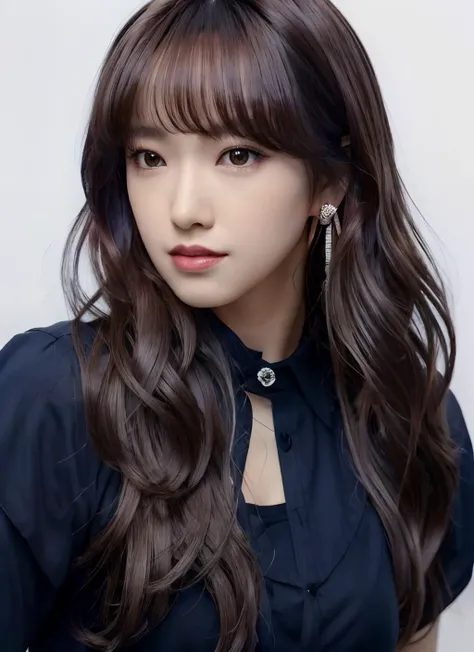 best quality, chengxiao, 1girl, solo, long hair, looking at viewer, brown hair, black shirt, closed mouth, upper body, <lora:chengxiao_v3:0.7>