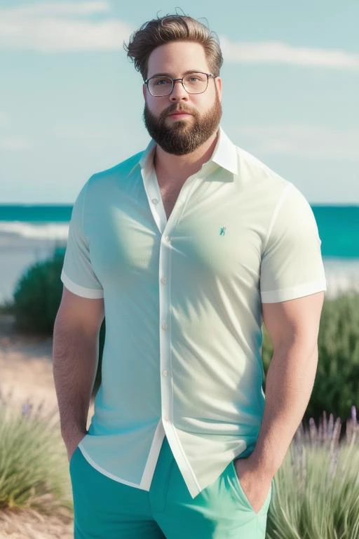 (gregnobodysd15 in a white shirt), (realistic, best quality, photo-realistic, best quality:1.3), SFW, (Long shot, Dutch Angle Shot, shot by Olympus camera, Shot on 17.5mm film, Focal point, 35mm lens), (Lavender, Pale Yellow, and Seafoam Green colors, Contemporary colors)