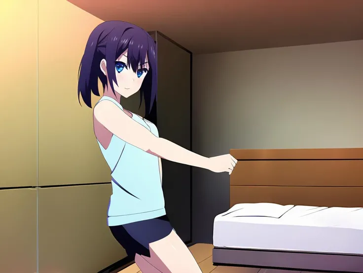 masterpiece, best quality,
<lora:andtheherowasneverseenagain.sd15.v1:1> heroneverseenagain
1girl, solo,
slicked back hair
dark hair
light blue eyes
(tanktop, shorts)
" "
" "
bedroom