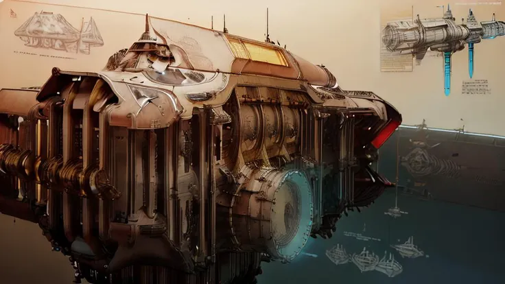 Spaceship with yellow lines,yellowed paper,Backround modern,technology, white,Picture of Award-winning works,(HD picture quality,Masterpiece,light red/blue text),SteampunkSchematics, <lora:GlowingRunesAIv2:1>, <lora:spaceship:1>, very detailed image,<lora:EnhancedDetail:0.8>