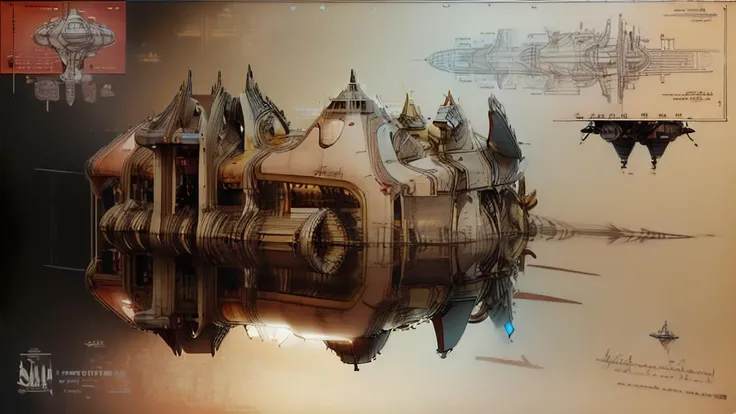 Spaceship with yellow lines,yellowed paper,Backround modern,technology, white,Picture of Award-winning works,(HD picture quality,Masterpiece,light red/blue text),SteampunkSchematics, <lora:GlowingRunesAIv2:1>, <lora:spaceship:1>, very detailed image,<lora:EnhancedDetail:0.8>