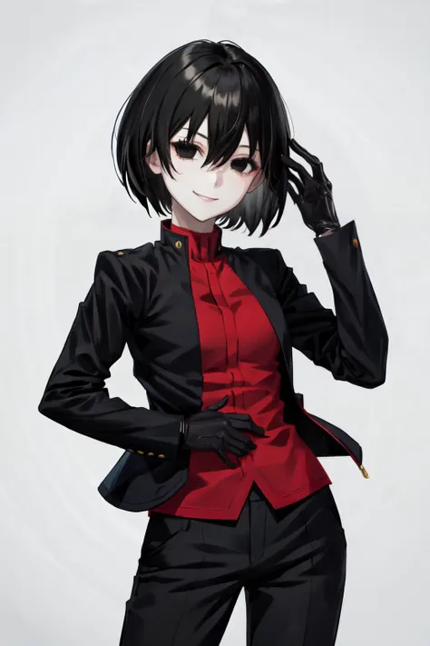 <lora:OshinoOugiV14:1> oshino ougi, gakuran, black jacket, black gloves, black pants, 
(best quality, masterpiece, RAW photo,ultra-detailed:1.2), <lyco:GoodHands-beta2:1.0>,1girl,solo,looking at viewer,smile  <lora:add_detail:0.7>