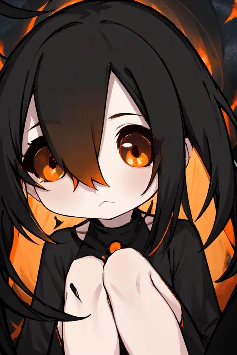 masterpiece,best quality,<lora:Blue Archive cute Chibi Style:0.7> chibi,chibi style,<lora:gijinkaseries_blackhole-11:1> 1girl, blackhole-chan, colored sclera,black dress,colored inner hair, black hair, orange hair,orange eyes,