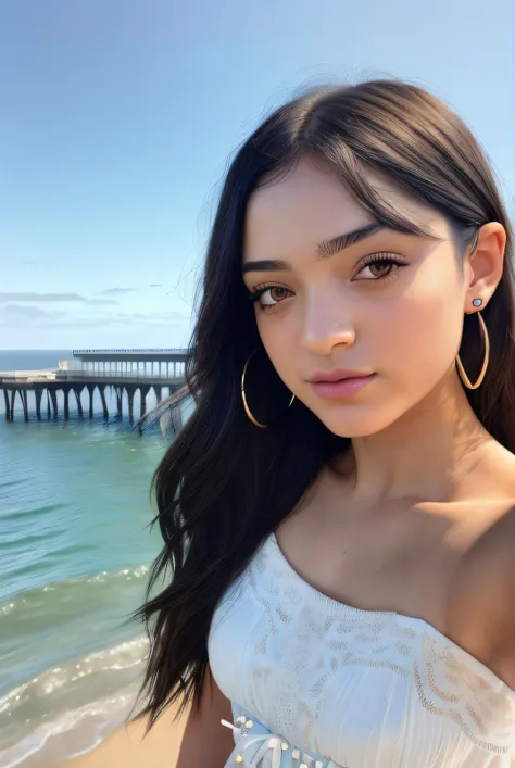 ((Selfie:1.1)), (raw:1.1) photo of (Lun4Bl41s301:0.99), a woman as a model, modelshoot style, (extremely detailed CG unity 8k wallpaper), photo of the most beautiful artwork in the world, professional majestic oil painting by Ed Blinkey, Atey Ghailan, Studio Ghibli, by Jeremy Mann, Greg Manchess, Antonio Moro, trending on ArtStation, trending on CGSociety, Intricate, High Detail, Sharp focus, dramatic, photorealistic painting art by midjourney and greg rutkowski, (summer dress:1.2), (standing on a European Beach:1.2), (subtle makeup:1.1), ((ocean in background)), ((pier in background:1.2)), (looking at viewer:1.3), (detailed pupils:1.3), (modern outfit:1.2), (closeup), (stud earrings:1.2)