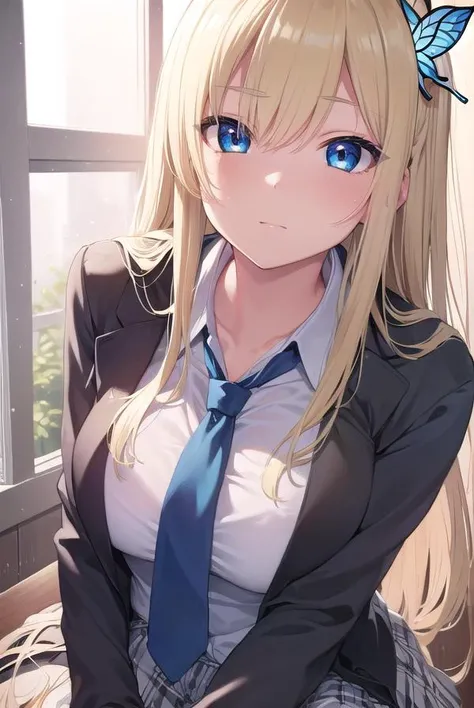 senakashiwazaki, <lora:sena kashiwazaki-lora-nochekaiser:1>,
sena kashiwazaki, blonde hair, butterfly hair ornament, hair ornament, long hair,
BREAK cardigan, checkered clothes, checkered skirt, jacket, long sleeves, necktie, school uniform, shirt, skirt, st. chronica academy school uniform
BREAK indoors, classroom,
BREAK looking at viewer, (cowboy shot:1.5),
BREAK <lyco:GoodHands-beta2:1>, (masterpiece:1.2), best quality, high resolution, unity 8k wallpaper, (illustration:0.8), (beautiful detailed eyes:1.6), extremely detailed face, perfect lighting, extremely detailed CG, (perfect hands, perfect anatomy),