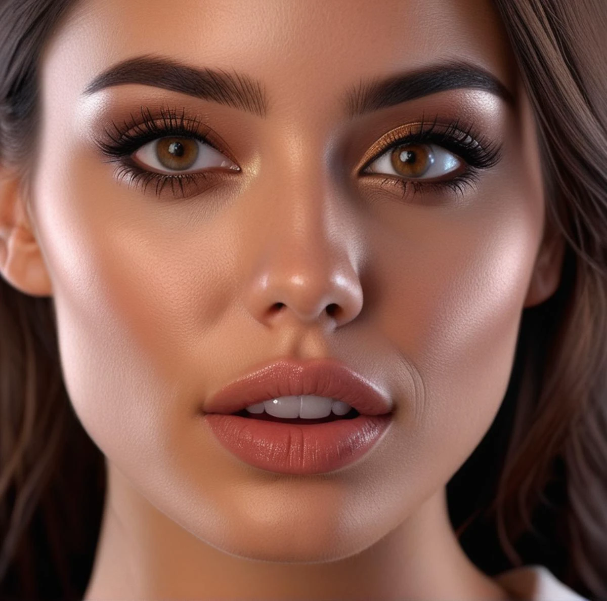 brunette, woman, cute, young, high quality, photorealistic, realistic human <lora:epicrealism_naturalSinRC1VAE:1>, strong jaw , big Cheekbone, , ambar eyes, hyperdetailed photography, soft light, ultra high res , adding mystery and sensuality, kiss, <lora:POV_KISS:1>