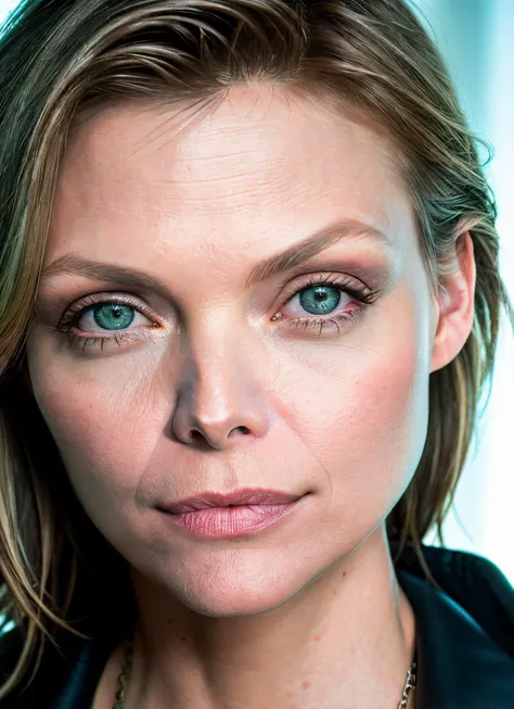 closeup portrait of Michelle Pfeiffer, epic (photo, studio lighting, hard light, sony a7, 50 mm, matte skin, pores, colors, hyperdetailed, hyperrealistic, <lyco:Michelle Pfeiffer:1.2>