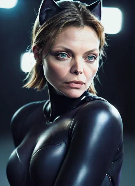portrait of person, epic (photo, studio lighting, hard light, sony a7, 50 mm, matte skin, pores, colors, hyperdetailed, hyperrealistic, <lyco:Michelle Pfeiffer:1.2>