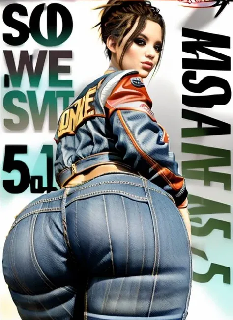 (porn dvd cover) Panam (jacket) (jeans) posing for porn dvd cover <lora:DVDCOVER:1> <lora:PanamV2:0.6>