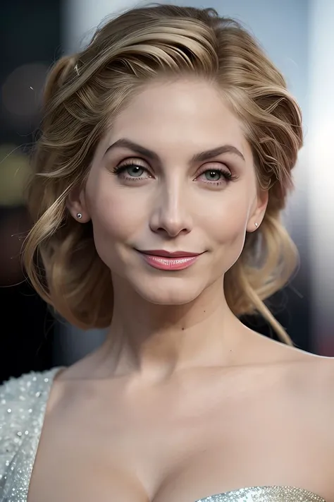 photo of beautiful (elm1tchell:0.99), a woman as a star, hair upsweep updo, sweater off-shoulders, trousers, at a movieiere gala, dark moody ambience (masterpiece:1.2) (photorealistic:1.2) (bokeh) (best quality) (detailed skin:1.2) (intricate details) (nighttime) (8k) (HDR) (cinematic lighting) (sharp focus), (looking at the camera:1.1), (closeup portrait:1.1), (smile512), (detailed eyes)