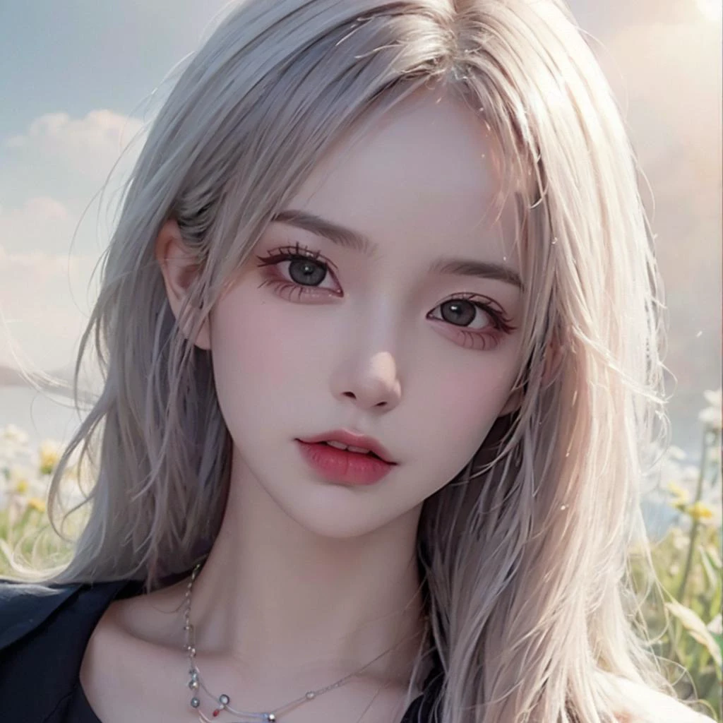 (RAW photo, best quality),(realistic, photo-realistic:1.3),masterpiece,extremely detailed,CG,unity,2k wallpaper,Amazing,finely detail,light smile,extremely detailed CG unity 8k wallpaper,huge filesize,ultra-detailed,highres,absurdres,soft light,1 girl,(yo),cute,innocent,pink blush,round eyes,long eyelashes,small nose,pink lips,rosy cheeks,light brown hair,straight hair,hairpin,white dress,floral pattern,lace trim,pink ribbon,pearl necklace,holding flowers,sitting on grass,sunny day,blue sky,fluffy clouds,beautiful detailed background,shallow depth of field,bokeh,warm and soft lighting.,
<lora:girl_20230619164815:0.8>,