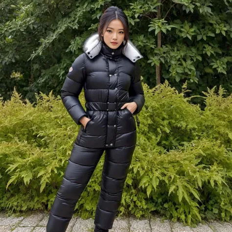 ((cute woman Shaolin Monks costume)) wearing a long knee length moncler_hermine jacket, by parkasite downsuit , hyperdetailed photography,4k textures,intricate details,4k resolution , <lora:moncler_hermine_v1_r2-000007:0.3>, <lora:Parkasite_XL-000010:0.6> <lora:add-detail-xl:3>