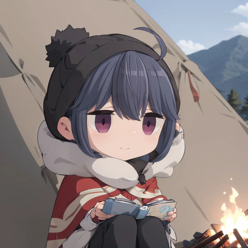 colorful
blanket,cape, fur trim,hood,animal hood,
outdoors,camping, ,mountain,,chair, sitting,tent,
warm ,holding book,
1girl,multiple_girls (_child:1chibi:1.2),dwarf,messy_hair,,ahoge,afro
:3,happy
<lora:cozyblanket-nvwls-v1:0.7> cozyblanket, chibi<lora:rin-yurucamp:0.8> rin shima, closed mouth,beanie, scarf, jacket, , anime coloring, tent,pants,(bonfire:1.1),