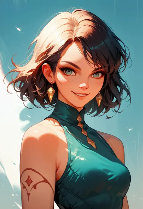 ((score_9), score_8_up, score_7_up), score_6_up, score_4_up, score_5_up, 1girl, artful dreamy portrait, mischievous smile, knva, halftone effect, wodeipoi, kyuyongeom, <lora:wodeipoi:0.67> <lora:Kenva:0.67> <lora:kyuyong:0.67>