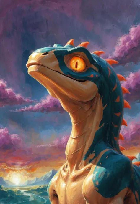 (art by Darwyn Cooke:0.7)
, painting, In a surreal landscape, the painting depicts a defying gravity as the god of mummification and afterlife approaches. The dinosaur's body is painted in shades of dark and gritty tones, while its eyes glow with an otherworldly light. ultrafine detailed, Fairy-Tale, Darksynth, Rembrandt lighting, Sepia filter, oil painting style, dark evening, impressionism, expressionism, bold brushstrokes, <lora:rough-oil-sat-mega-adam-e:1> <lora:EpiCPainting:1>
, painting, epic, confident, sublime, glossy, magical
