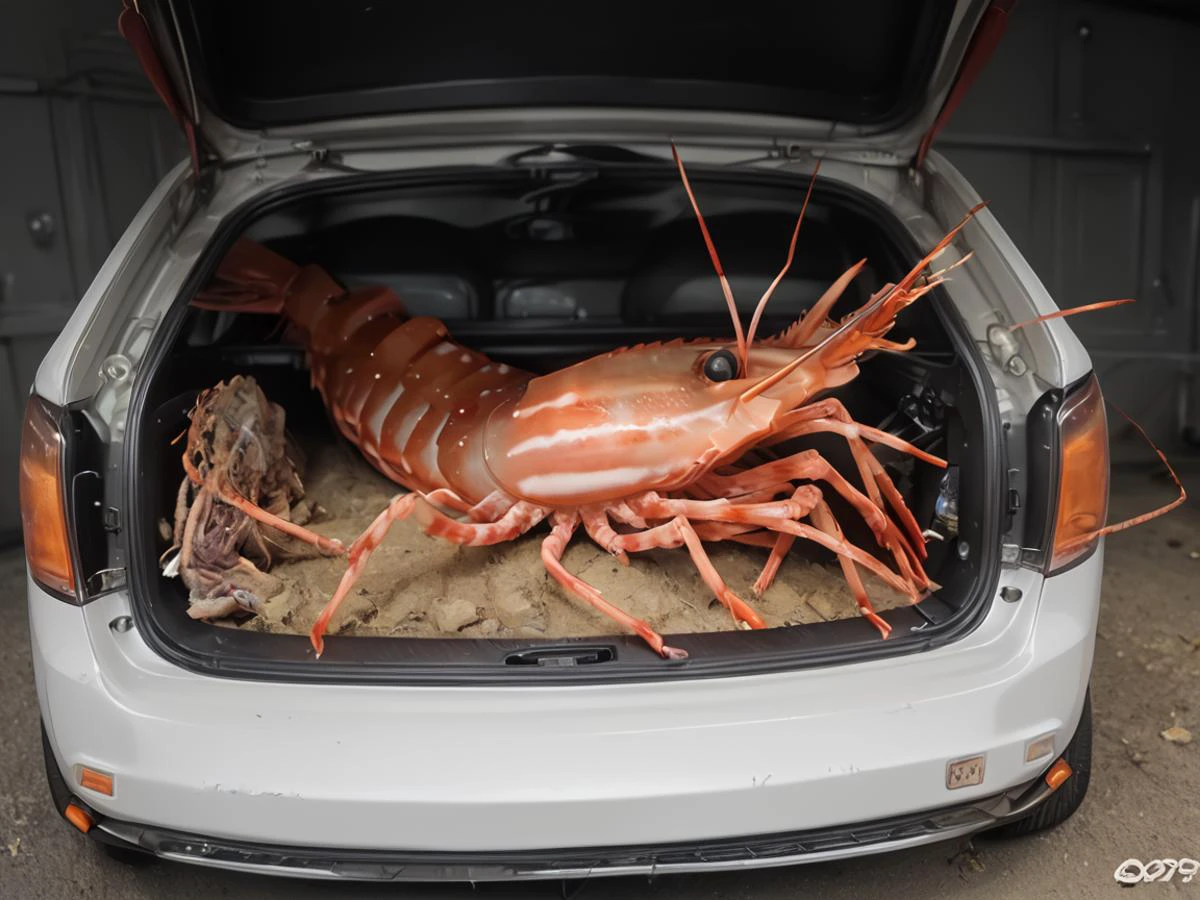 <lora:car_trunk_pony_v1.0a:1> <lora:pony_shrimp:1> hd5, car_trunk, many shrimp inside trunk, multiple shrimp, laying down BREAK score_9, score_8_up, score_7_up, score_6_up, score_5_up, score_4_up