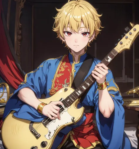 8k,4k,masterpiece, best quality, finely detail,manga,anime coloring, color, band, 1boy, music