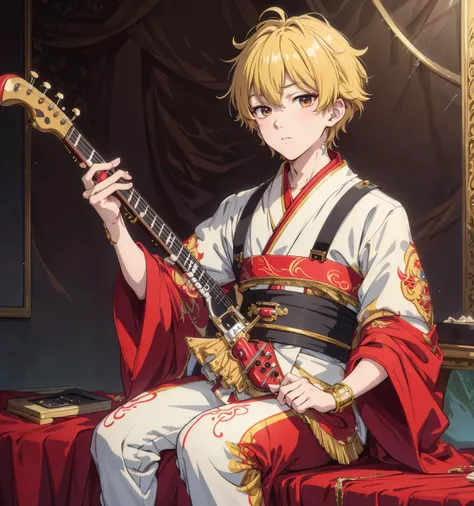 8k,4k,masterpiece, best quality, finely detail,manga,anime coloring, color, band, 1boy, music