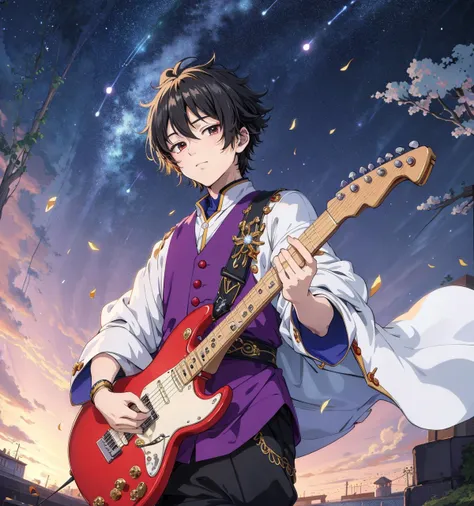 8k,4k,masterpiece, best quality, finely detail,manga,anime coloring, color, band, 1boy, music,