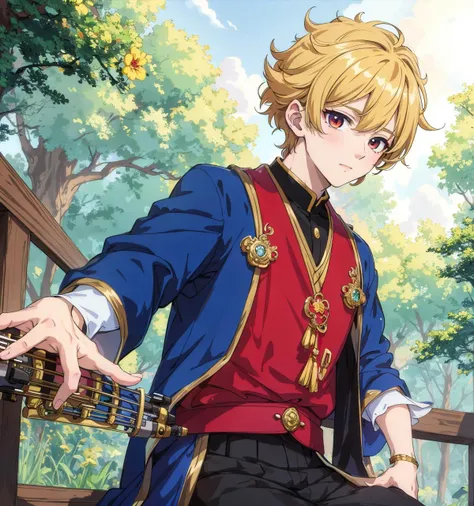 8k,4k,masterpiece, best quality, finely detail,manga,anime coloring, color, band, 1boy, music