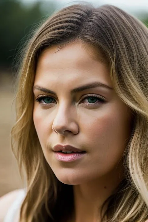 Realistic photo of a beautiful ch4rl1z3t-v21 woman, 1girl, solo, long hair, looking at viewer, blonde hair, bare shoulders, green eyes, lips, portrait, close-up, realistic, soft lighting, professional Photography, Photorealistic, detailed, RAW, analog, sharp focus, 8k, HD, DSLR, high quality, Fujifilm XT3, film grain, award winning, masterpiece<lora:ch4rl1z3t-v2:1.0>