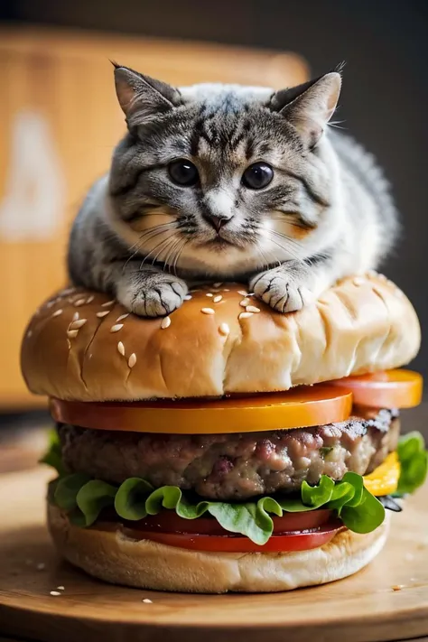 Food photography style cat,in a burger,
fat,cute,happy,smile,animal,chibi,
best quality,stage lights,
<lora:Round_animal:0.7>,
<lora:add_detail:0.4>, . Appetizing, professional, culinary, high-resolution, commercial, highly detailed