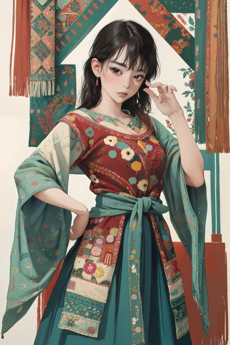 masterpiece, absurdres, highres, ultra detailed, (1girl), (solo), stylish pose,
8-bit style, textile art, fiber manipulation, woven designs, fabric collage, quilting, embroidery, innovative techniques, tactile creations