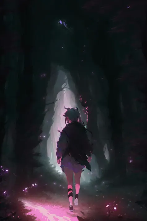 A perfect extreme closeup photo of a woman alone wandering the void forest grove