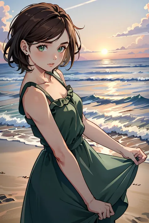((masterpiece, best quality))
<lora:TLOU2Ellie:0.8>
TLOU2Ellie, 1girl, solo, brown hair, green eyes, On a beach during a vibrant sunset, sundress, playing with the waves