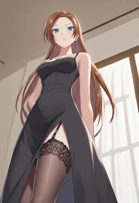 kurokoshirai, kuroko shirai, brown hair, long hair, (parted bangs:1.5), (brown eyes:1.7), Ringlet, twin tails, hair bow, bow, red bow, (big breasts:1.5),
break Wearing a shiny one-piece bodycon dress:1.3、twin tails、
break looking at viewer, whole body,
BREAK Bedroom、
break (masterpiece:1.2), highest quality, High resolution, unity 8k wallpaper, (shape:0.8), (fine and beautiful eyes:1.6), highly detailed face, perfect lighting, Very detailed CG, (perfect hands, perfect anatomy)、upright、Sweaty、Full body portrait、Lift the hem of a skirt、Naughty smile:1.2、blush:1.3、Sweaty:1.3