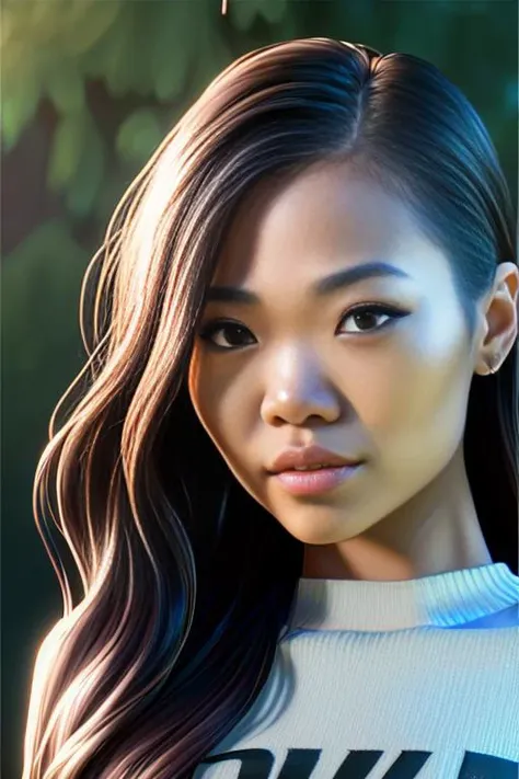 vina-3000 outside in the rain, soaking wet, dank swamp, (detailed facial features:1.15),Unreal Engine 5, 8K, HQ, HDR, amazing detail, intricate details, shallow depth of field, reflections, art by artgerm and greg rutkowski