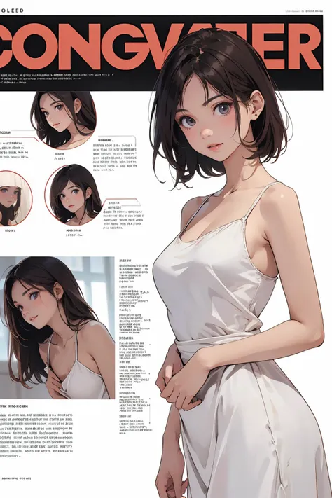 8k high quality detailed,highres,anime,comic,detailed image,
(an illustration of a teenage girl posing,(an illustration of girl,teenage girl)),(magazine_illustration),(multiple view manuscript),(magazine_sheet),
(1girl,asian_female,coral hair, short hair, hair spiral, brown eyes, tall, small breasts,(Alluring Smile):0.85),detailed_face,realistic_skin_texture,
((cowering):0.8),
((<lora:æ§æç½è²èçº±è¿è¡£è£5+ç¾å¥³:0.55>, killer,dress,white dress,white skirt,silk_texture,loose_fitting):0.8),realistic clothing texture,