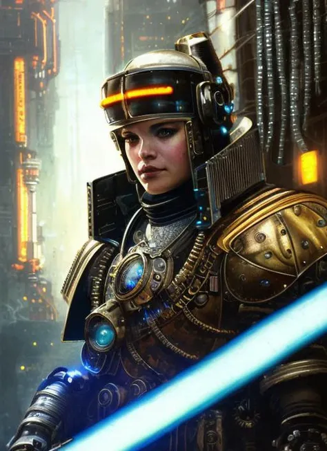 scifi style,(a realistic scifi cyberpunk knight),((steam punk)), (neon cyberpunk background), closeup portrait art by donato giancola and greg rutkowski, vintage retro scifi, realistic, digital art,trending on artstation, 4k,extremely high details, ultra hd, hdr, 8k, extremely high details