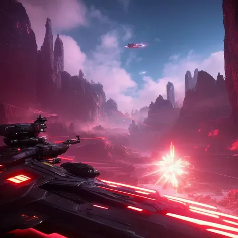 art of A very intense futuristic science-fiction battle scene, battlefiled, 2042, on earth, many futuristic soldiers men males in military suit and they are far beyond, center focus, scifi style, very beautiful detailed sky and clouds, glowing pink and cyan with vivid colors, dynamic lighting, cinematic lighting, neon, atmosphere  lighting,high details,detailed features, ray tracing, high flare, 3D, cinematic lighting, dark shadows, unrealistic Engine 5 rendering,trending on artstation, 4k,extremely high details, ultra hd, hdr, 8k, extremely high details