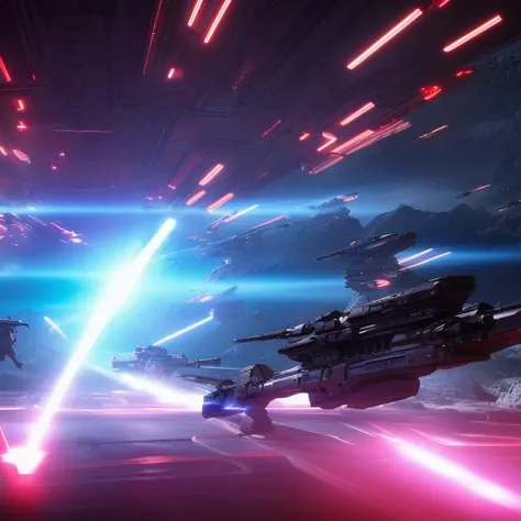 art of A very intense futuristic science-fiction battle scene, battlefiled, 2042, on earth, many futuristic soldiers men males in military suit and they are far beyond, center focus, scifi style, very beautiful detailed sky and clouds, glowing pink and cyan with vivid colors, dynamic lighting, cinematic lighting, neon, atmosphere  lighting,high details,detailed features, ray tracing, high flare, 3D, cinematic lighting, dark shadows, unrealistic Engine 5 rendering,trending on artstation, 4k,extremely high details, ultra hd, hdr, 8k, extremely high details
