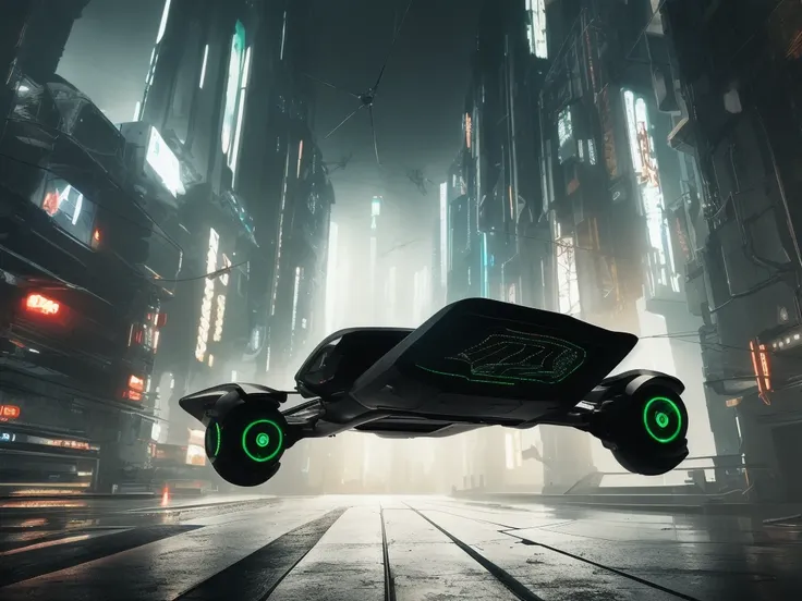 dark photo of a futuristic Metallic cyberpunk (flying car:1.3) with futuristic cyberpunk landscape, cinematic concept art,cyberpunk color, masterpiece, rainy day, ray tracking, RTX, intricate, 3d, highly detailed, trending on artstation, 4k,extremely high details, ultra hd, hdr, 8k, extremely high details,high details,(neon:1.2),vivid colors