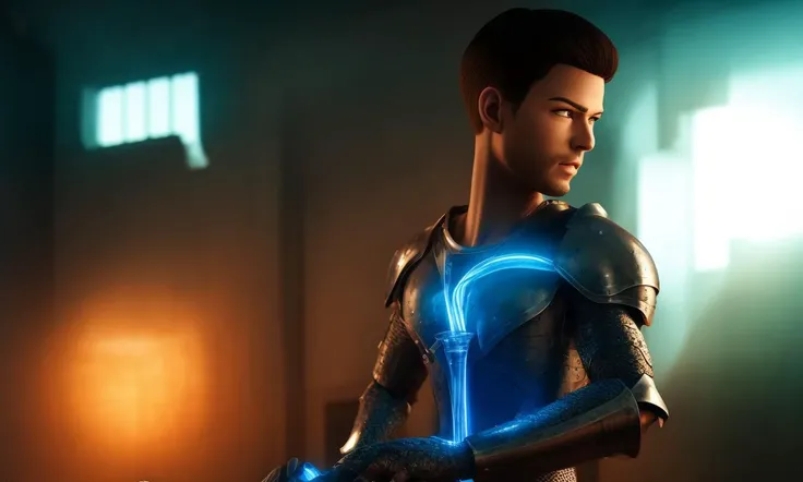 16k, vibrant, photo realistic, realistic,dramatic, dark, sharp focus,(photorealistic),full body,
male,black yonder hair, wearing armor, at clean log cabin, action shot, (latexsuit:body:0.1),blue glowing veiny,shiny skin, detailed intricate iris,vase,heavy shadows, detailed, detailed face,