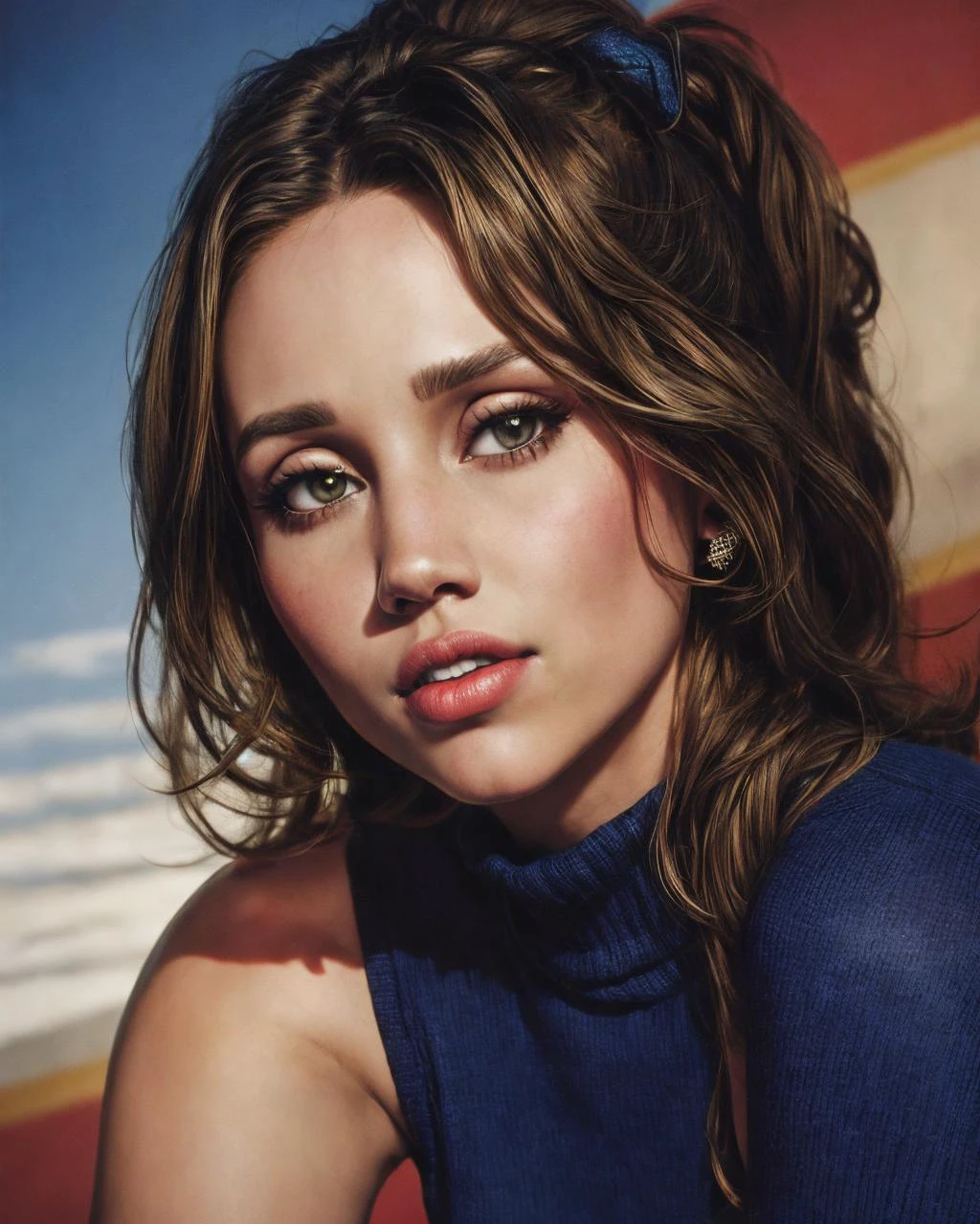 elizadushku turtleneck sweater dress, lipstick, eyeliner, eye shadow <lora:dali69:1>dali69 daliface
<lora:add_detail:1>