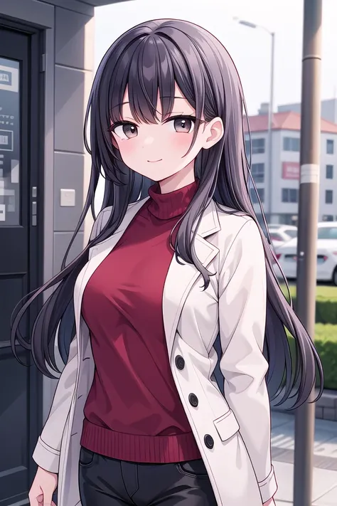 insanely detailed, absurdres, ultra-highres, ultra-detailed, best quality,
1girl, solo, nice hands, perfect hands
BREAK
brown pea coat, brown turtleneck, straight pants
BREAK
(nsfw:-1.5)
BREAK
seductive smile, closed mouth
BREAK
standing, cowboy shot, looking at viewer
BREAK
slender, kawaii, perfect symmetrical face, ultra cute girl, ultra cute face, ultra detailed eyes, ultra detailed hair, ultra cute, ultra beautiful
BREAK
in schoolyard, depth of field, ultra detailed background
BREAK
medium breasts
BREAK
black hair, brown eyes, long hair