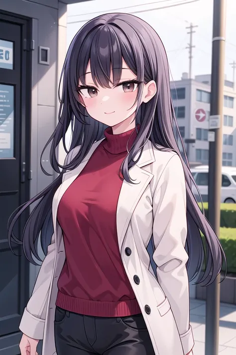 insanely detailed, absurdres, ultra-highres, ultra-detailed, best quality,
1girl, solo, nice hands, perfect hands
BREAK
brown pea coat, brown turtleneck, straight pants
BREAK
(nsfw:-1.5)
BREAK
seductive smile, closed mouth
BREAK
standing, cowboy shot, looking at viewer
BREAK
slender, kawaii, perfect symmetrical face, ultra cute girl, ultra cute face, ultra detailed eyes, ultra detailed hair, ultra cute, ultra beautiful
BREAK
in schoolyard, depth of field, ultra detailed background
BREAK
medium breasts
BREAK
black hair, brown eyes, long hair