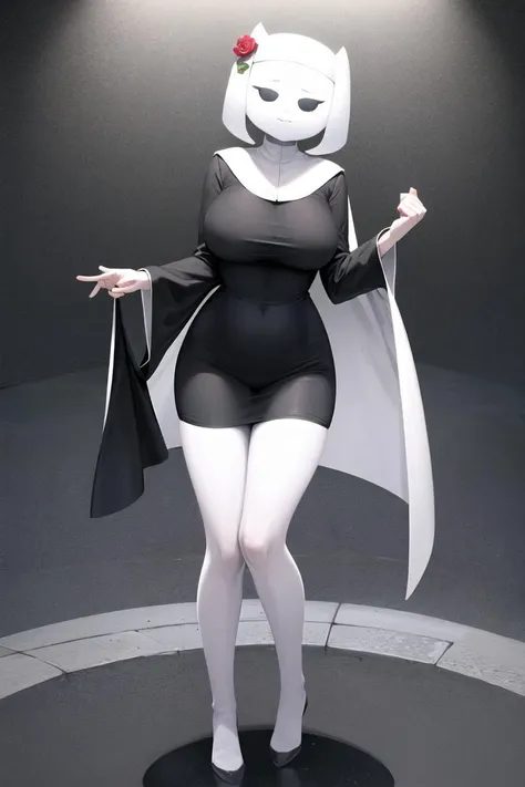 high-detailed, 1girl, full body, dislyde, <lora:Clyde:1>, white skin, nun