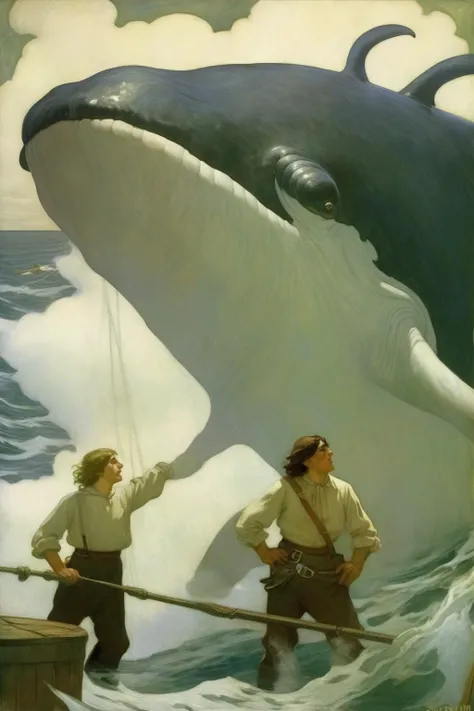 <lora:N.C. Wyeth Style:1>N.C. Wyeth Style - Moby ; Or, The Whale CHAPTER 110 by N.C. Wyeth
