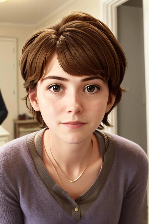a woman looking at the camera, <lora:auntCassBigHero_auntCass:0.8>, aunt cass,
