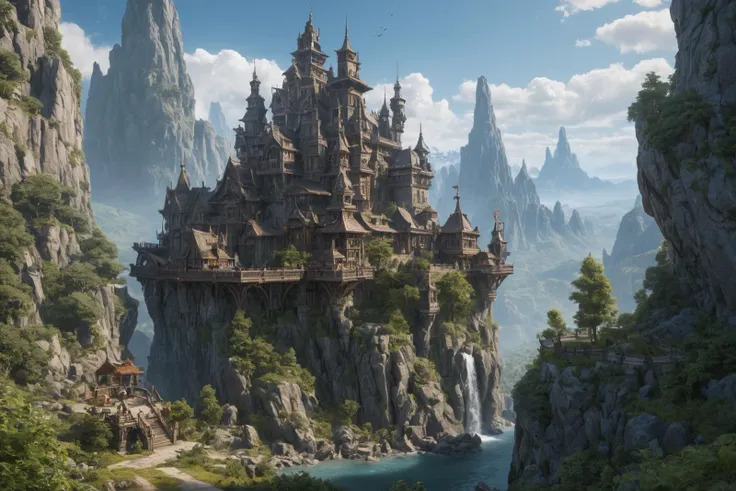 landscape, fantasy concept art, hyperdetailed, intricately detailed, ultra hd, highly detailed, perfect composition, beautiful detailed intricate insanely detailed octane render, trending on artstation, detailed, 16k rim lighting, Sharp focus, Mysterious, Watercolor, trending on artstation, sharp focus, studio photo, intricate details, highly detailed, by greg rutkowski