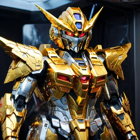 hyper-realistic, photorealism, a strong anthro golden gundam dragon is standing in spaceship, shiny silver chassis, glowing LED, detailed textures, bipedal, photo, camera captured that ensuring character are in sharp focus while the background remains softly blurred, 1 tail, highly detailed
<lora:xl_more_art-full_v1:1>, Masterpiece realistic, best high quality, perfect details, intricate details, nice lighting, detailed background,