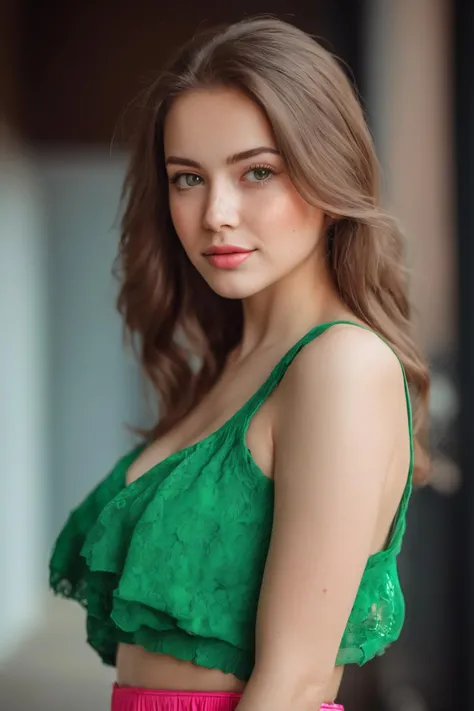arafed woman, sexy girl with green eyes, portrait sophie mudd, brown hair and large eyes, selfie of a young woman, bedroom eyes, violet myers, without makeup, natural makeup, looking directly at the camera, face with artgram, subtle makeup, stunning full body shot, piercing green eyes, beautiful angle, cute girl, full body picture, full body, full body shoot, brunette goddess, high detail, sexy pose, in front of a restaurant in new york