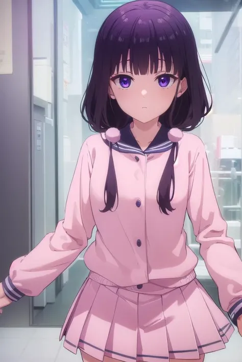 maikasakuranomiya, <lora:maika sakuranomiya s1-lora-nochekaiser:1>,
maika sakuranomiya, long hair, black hair, hair ornament, twintails, (purple eyes:1.1), low twintails,
BREAK skirt, shirt, long sleeves, school uniform, pleated skirt, serafuku, sailor collar, black socks, pink skirt, pink shirt,
BREAK indoors, restaurant,
BREAK looking at viewer, (cowboy shot:1.5),
BREAK <lyco:GoodHands-beta2:1>, (masterpiece:1.2), best quality, high resolution, unity 8k wallpaper, (illustration:0.8), (beautiful detailed eyes:1.6), extremely detailed face, perfect lighting, extremely detailed CG, (perfect hands, perfect anatomy),