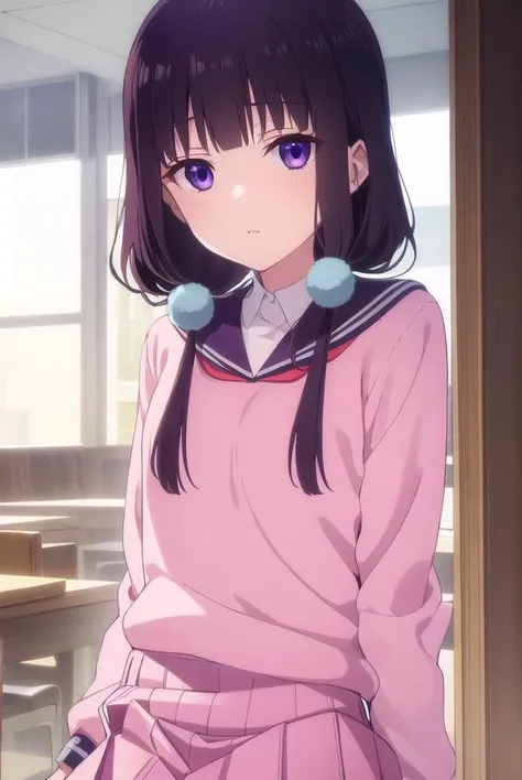 maikasakuranomiya, <lora:maika sakuranomiya s1-lora-nochekaiser:1>,
maika sakuranomiya, long hair, black hair, hair ornament, twintails, (purple eyes:1.1), low twintails,
BREAK skirt, shirt, long sleeves, school uniform, pleated skirt, serafuku, sailor collar, black socks, pink skirt, pink shirt,
BREAK indoors, restaurant,
BREAK looking at viewer, (cowboy shot:1.5),
BREAK <lyco:GoodHands-beta2:1>, (masterpiece:1.2), best quality, high resolution, unity 8k wallpaper, (illustration:0.8), (beautiful detailed eyes:1.6), extremely detailed face, perfect lighting, extremely detailed CG, (perfect hands, perfect anatomy),